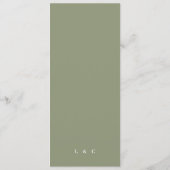 Groene Elegant Simple Sage White Monogram Menu (Achterkant)