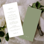 Groene Elegant Simple Sage White Monogram Menu<br><div class="desc">slim menu om het collectie aan te passen</div>