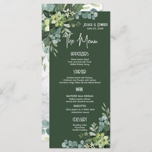 Groene Elegant Waterverf — Minimale hoeveelheid Menu (Voorkant / Achterkant)