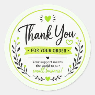 Groene Elegante Bedankt Sticker voor Kleine Bedrij