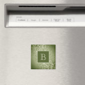 Groene Elegante Bloeiende Monogram Magneet (Insitu (Vaatwasser))