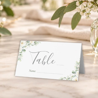 Groene Elegante Bloem Bruiloft Tafel Nummer Plaatskaartje