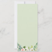 Groene Elegante Bloem Dinner Menukaart Kaart (Achterkant)