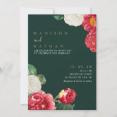 Groene Elegante  Bloemen Huwelijk Kaart (Voorkant)