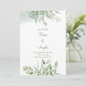 Groene Elegante Bloemen Opslaan Datum Wieden Uitno Kaart (Staand voorkant)