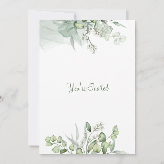 Groene Elegante Bloemen Opslaan Datum Wieden Uitno Kaart (Achterkant)