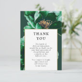 Groene Elegante Bloemen Viering van het Leven Begr Bedankkaart (Staand voorkant)