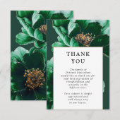 Groene Elegante Bloemen Viering van het Leven Begr Bedankkaart (Voorkant / Achterkant)