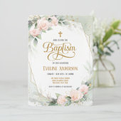 Groene Elegante Bloemen  Waterverf Doop Kaart (Staand voorkant)