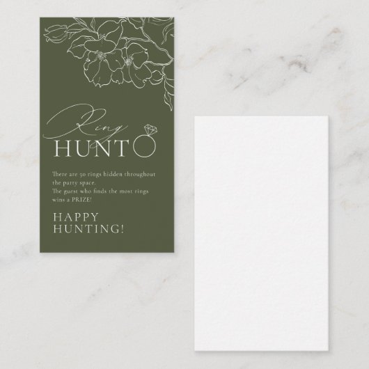 Groene elegante bloemenring hunt vrijgezellenfeest informatiekaartje (Voorkant / Achterkant)