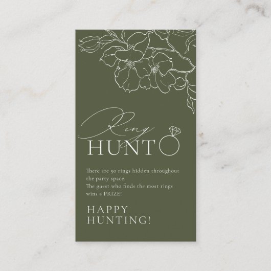Groene elegante bloemenring hunt vrijgezellenfeest informatiekaartje (Voorkant)