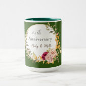 Groene Elegante Bloemkrans Bruiloft Jubileum Mok (Midden)