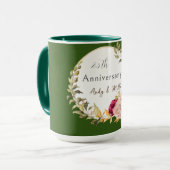 Groene Elegante Bloemkrans Bruiloft Jubileum Mok (Voorkant links)