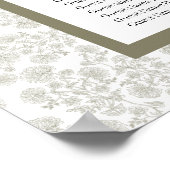 Groene Elegante Bloemstuk Toile Zitplaatskaart Pos Poster (Hoek)