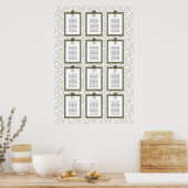 Groene Elegante Bloemstuk Toile Zitplaatskaart Pos Poster (Keuken)
