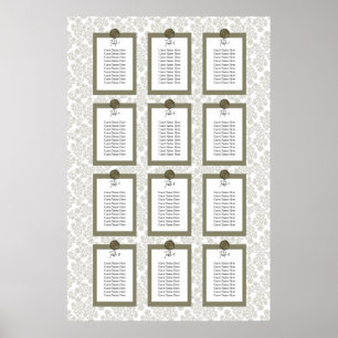 Groene Elegante Bloemstuk Toile Zitplaatskaart Pos Poster
