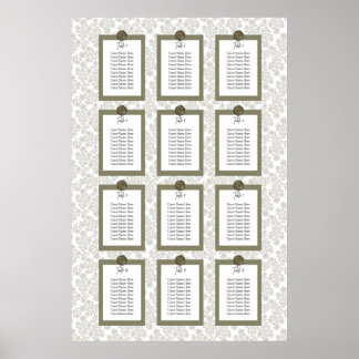 Groene Elegante Bloemstuk Toile Zitplaatskaart Pos Poster