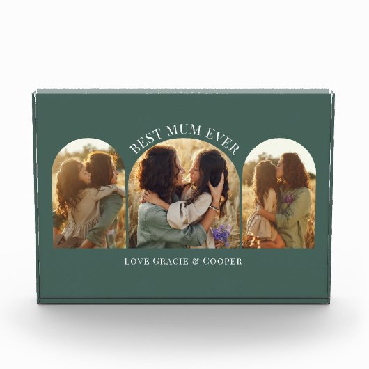 Groene elegante boog multi foto beste mama (Voorkant)