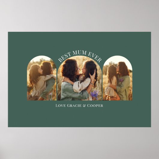 Groene elegante boog multi foto beste mama poster (Voorkant)