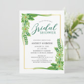 Groene Elegante Botanische Bruiloft Feest Kaart (Staand voorkant)