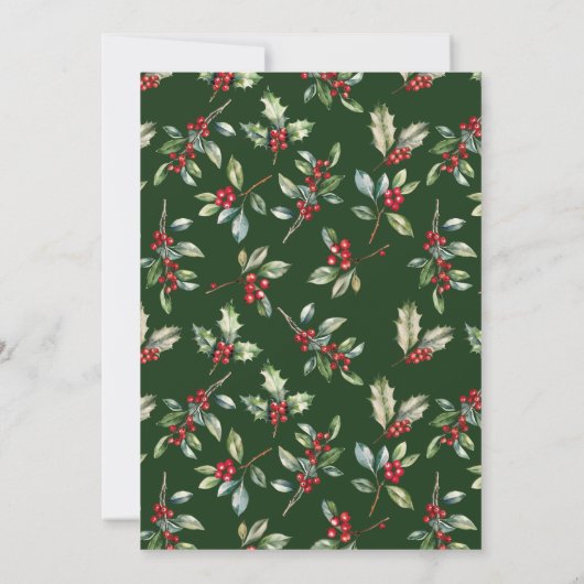 Groene Elegante Botanische Script Vakantie Partij Kaart (Achterkant)