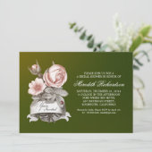 Groene elegante  bruidsdoucheuitnodiging kaart (Staand voorkant)