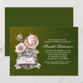 Groene elegante  bruidsdoucheuitnodiging kaart (Voorkant / Achterkant)
