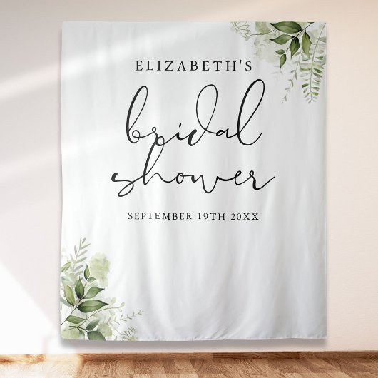 Groene Elegante Bruiloftsshower Foto Achtergrond Wandkleed