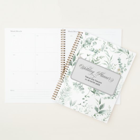 Groene Elegante Calligrafie Bruiloft Planner (Display)