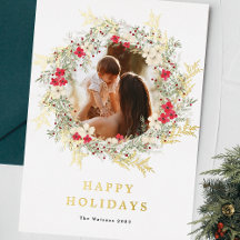 Groene Elegante Één Foto Vrolijk Kerstmisgoud