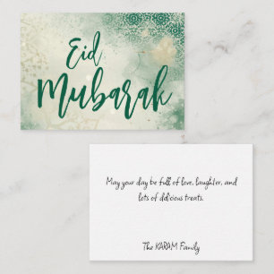 Groene elegante Eid Mubarak-notitiekaart Notitiekaartje