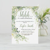 groene elegante Floral Surprise Party Uitnodigen Kaart (Staand voorkant)