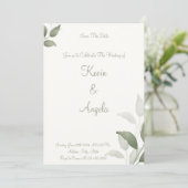 Groene Elegante Florant Save the Date Weeding Kaart (Staand voorkant)