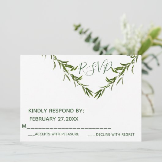 Groene elegante geometrische bladeren tak RSPV Kaart (Staand voorkant)