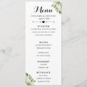 Groene elegante gepersonaliseerde menukaart sjablo (Voorkant)