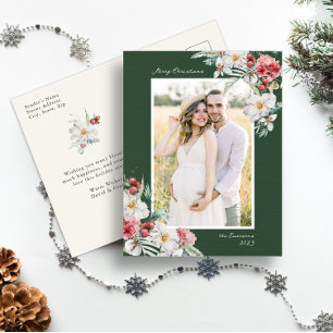 Groene Elegante Kerst Foto Vakantie Postkaart
