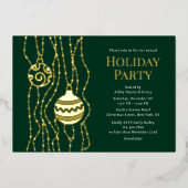 Groene Elegante Kerst Party Zakelijke Vakantie Folie Uitnodiging (Voorkant)