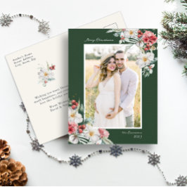 Groene Elegante Kerstmis Foto Vakantie Briefkaart