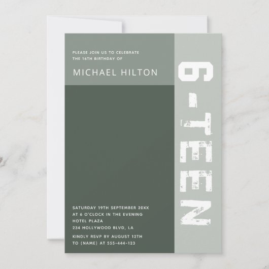 Groene elegante kleurenblok, zoete zestien kaart (Voorkant)