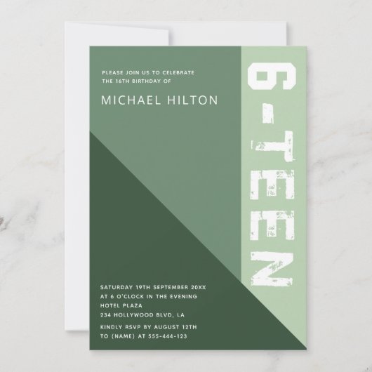 Groene elegante kleurenblok, zoete zestien kaart (Voorkant)