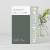 Groene elegante kleurenblok, zoete zestien kaart (Staand voorkant)