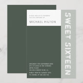 Groene elegante kleurenblok, zoete zestien kaart (Voorkant / Achterkant)