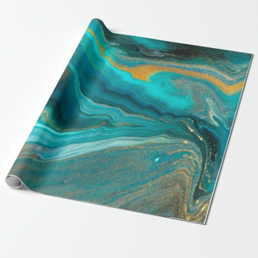 groene elegante marmer met goudlijnen cadeaupapier (Uitgerold)