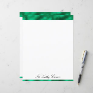 Groene Elegante Metalen Satijn Naam Glanzend Brief