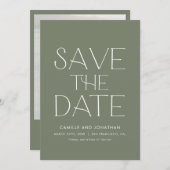 Groene Elegante Minimale Foto Sla de Datum op Save The Date (Voorkant / Achterkant)