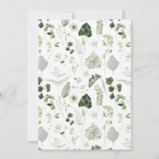 Groene elegante moderne botanische script bruiloft kaart (Achterkant)