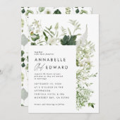 Groene elegante moderne botanische script bruiloft kaart (Voorkant / Achterkant)