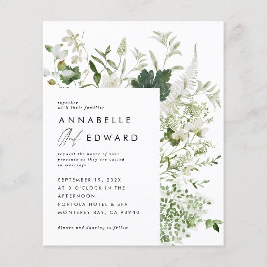 Groene elegante moderne botanische scriptbruiloft (Voorkant)