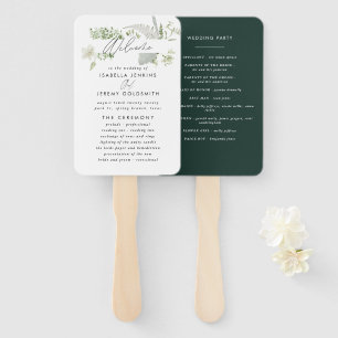 Groene elegante moderne botanische scriptbruiloft handwaaier