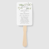 Groene elegante moderne botanische scriptbruiloft handwaaier (Voorkant)